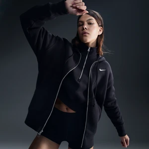 Damska bluza z kapturem o kroju oversize z zamkiem na całej długości Nike Sportswear Phoenix Fleece - Czerń