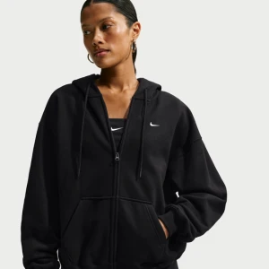 Damska bluza z kapturem o kroju oversize z zamkiem na całej długości Nike Studio Fleece Medium Weight - Czerń