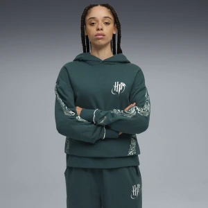 Damska bluza z kapturem PUMA HOOPS × HARRY POTTER™, Odzież, Zielony,