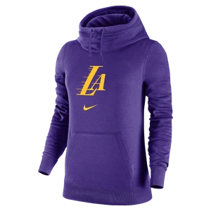 Damska bluza z kapturem typu komin Nike NBA Los Angeles Lakers Club Fleece City Edition 2023/24 - Fiolet