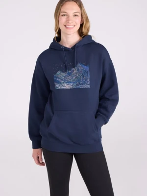 Damska bluza z kapturem z nadrukiem Nightscape - Navy Mountain Warehouse