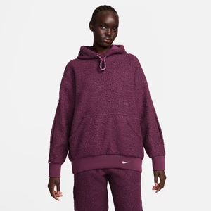 Damska bluza z kapturem z puchatej dzianiny Nike Sportswear Collection - Czerwony