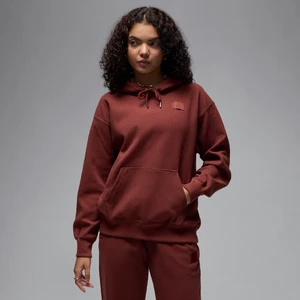 Damska bluza z kapturem z waflową satynową podszewką Jordan Flight Fleece - Brązowy