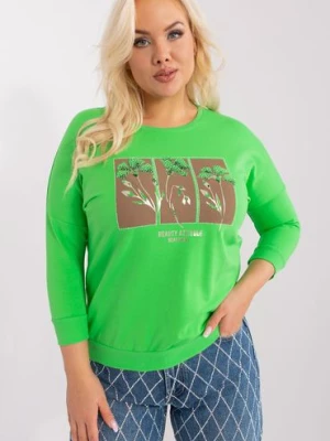 Damska bluzka plus size z nadrukiem jasny zielony