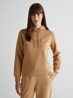 Damska brązowa bluza z kapturem z nadrukiem GANT