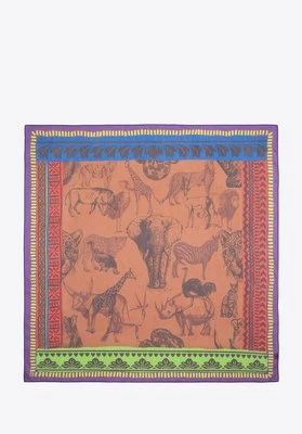 Damska chusta wzorzysta brązowo - czerwona Wittchen