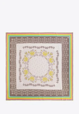 Damska chusta wzorzysta z jedwabiu beżowo - żółta Wittchen