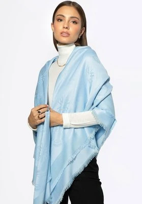 Damska chusta z bambusem w monogram jasnoniebieska Wittchen