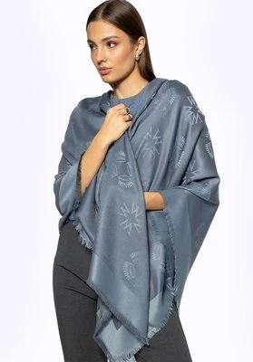 Damska chusta z bambusem w monogram niebieska Wittchen