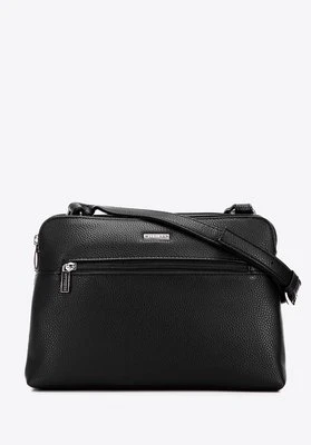Damska crossbody dwukomorowa z ekoskóry czarno - srebrna Wittchen
