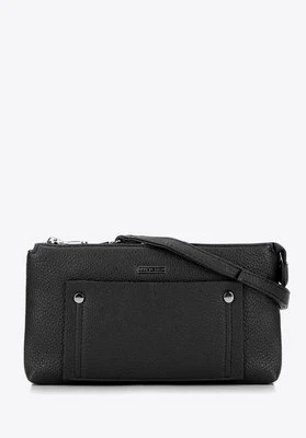 Damska crossbody dwukomorowa z kieszonką czarno - srebrna Wittchen