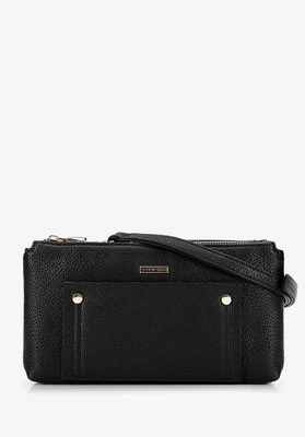 Damska crossbody dwukomorowa z kieszonką czarno - złota Wittchen