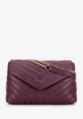 Damska crossbody na łańcuszku z ekoskóry bordowa Wittchen