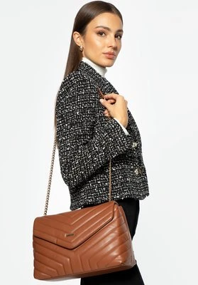 Damska crossbody na łańcuszku z ekoskóry brązowa Wittchen