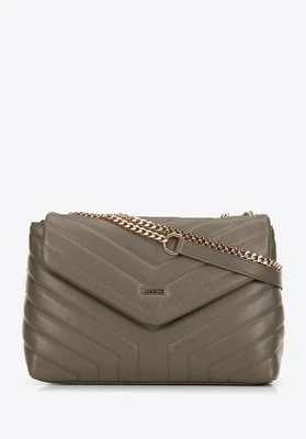 Damska crossbody na łańcuszku z ekoskóry zielona Wittchen