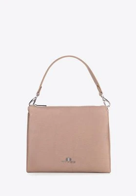 Damska crossbody trójkomorowa ze skóry beżowa Wittchen
