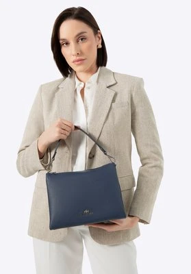 Damska crossbody trójkomorowa ze skóry granatowa Wittchen