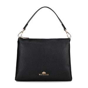 Damska crossbody trójkomorowa ze skóry groszkowej czarna Wittchen