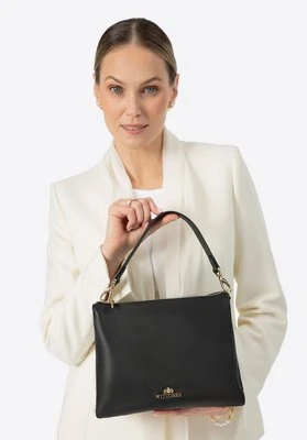 Damska crossbody trójkomorowa ze skóry groszkowej czarna Wittchen