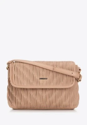 Damska crossbody w pionowe przeszycia z ekoskóry beżowa Wittchen