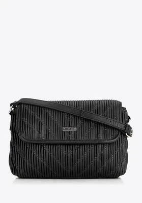 Damska crossbody w pionowe przeszycia z ekoskóry czarna Wittchen