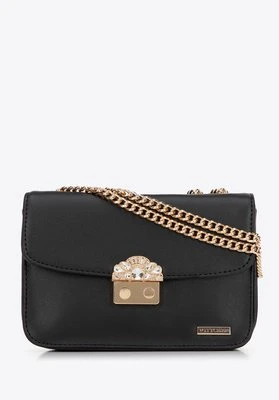 Damska crossbody z biżuteryjnym zapięciem czarna Wittchen