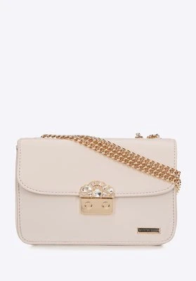 Damska crossbody z biżuteryjnym zapięciem kremowa Wittchen