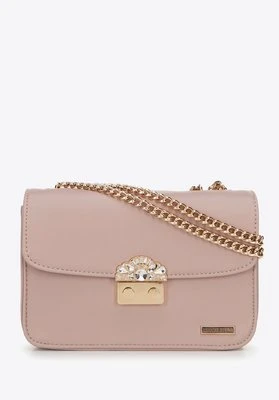 Damska crossbody z biżuteryjnym zapięciem różowa Wittchen