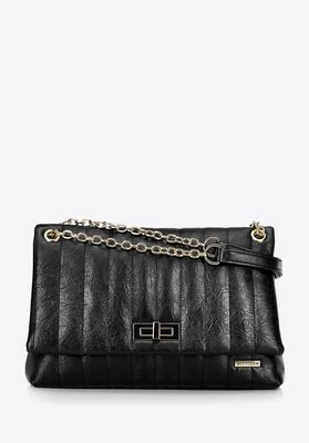 Damska crossbody z ekoskóry dwukomorowa duża czarna Wittchen