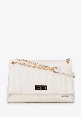 Damska crossbody z ekoskóry dwukomorowa duża kremowa Wittchen