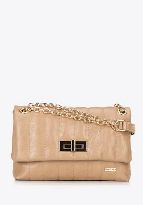 Damska crossbody z ekoskóry dwukomorowa mała beżowa Wittchen