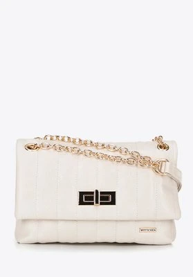 Damska crossbody z ekoskóry dwukomorowa mała kremowa Wittchen