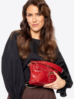 Damska crossbody z ekoskóry w dekoracyjne nity czerwona Wittchen