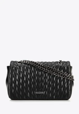 Damska crossbody z ekoskóry w geometryczne pikowanie czarna Wittchen
