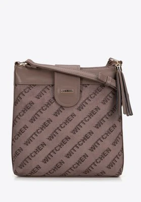 Damska crossbody z ekoskóry w logo beżowa Wittchen