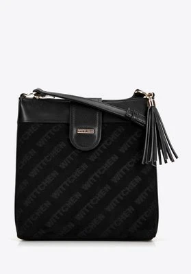 Damska crossbody z ekoskóry w logo czarna Wittchen
