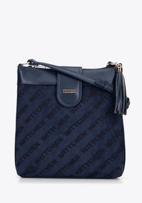 Damska crossbody z ekoskóry w logo granatowa Wittchen