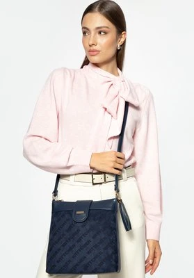 Damska crossbody z ekoskóry w logo granatowa Wittchen