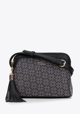 Damska crossbody z ekoskóry w monogram czarna Wittchen