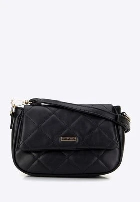 Damska crossbody z ekoskóry w przeszycia czarna Wittchen