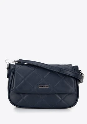 Damska crossbody z ekoskóry w przeszycia granatowa Wittchen