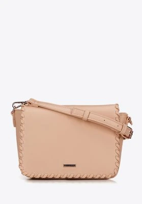 Damska crossbody z obszytą klapą beżowa Wittchen