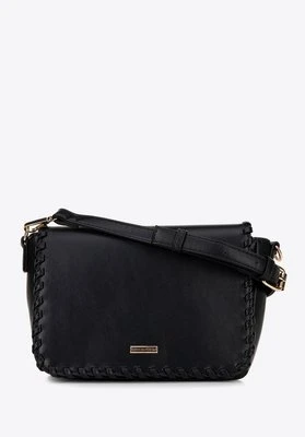 Damska crossbody z obszytą klapą czarna Wittchen