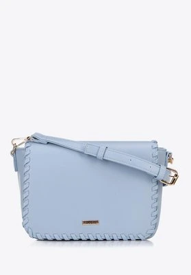 Damska crossbody z obszytą klapą niebieska Wittchen