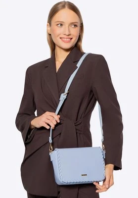 Damska crossbody z obszytą klapą niebieska Wittchen