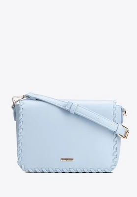 Damska crossbody z obszytą klapą niebieska Wittchen