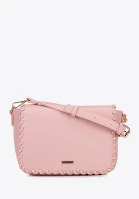 Damska crossbody z obszytą klapą różowa Wittchen