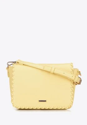 Damska crossbody z obszytą klapą żółta Wittchen