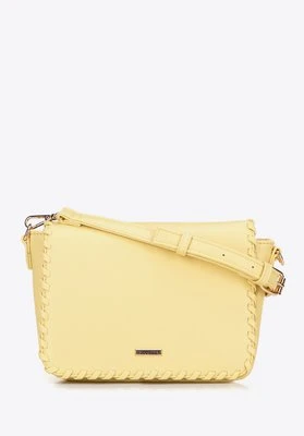 Damska crossbody z obszytą klapą żółta Wittchen