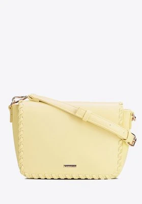 Damska crossbody z obszytą klapą żółta Wittchen